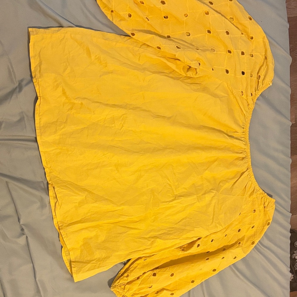 a new day Yellow Eyelet Blouse
